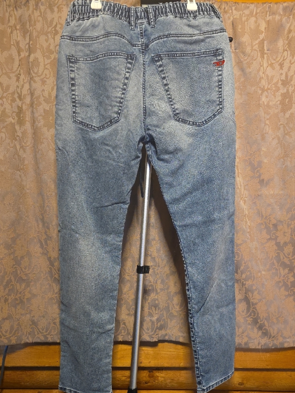 Slim Straight Light Blue Drawstring Jeans - Picture 3 of 7